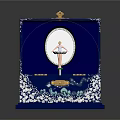 Blue Jewelry Box Interior With White Floral Patterns Ballet Dancer Figurine Mirror And Velvet Lining
