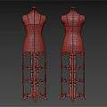 Brown Mannequins With Metal Stands On Gray Background For Fashion Display Setup