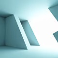 Light Blue Geometric Space With Three Dimensional Structures And Bright Light Effects 3d model