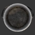 Practical Galvanized Metal Bucket with Gray Surface and Black Handle for Household Use