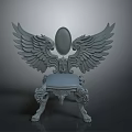 Decorative Chair With Ornate Wings Oval Back Decoration And Carved Legs Design