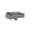 Modern Beige Two Seater Sofa With Mixed Color Cushions And Knitted Blankets