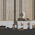 Rustic Kitchen Interior Design With Natural Wooden Cabinets And Stone Countertop