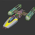 Futuristic Spaceship With Sleek Aerodynamic Design Gray Structure And Blue Yellow White Color