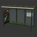 Modern Bus Stop Shelter Design With Metal Frame Wooden Bench And Information Sign