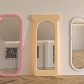 Colorful Decorative Cute Shaped Mirrors Pink Yellow White Wall Mounted In Room Interior