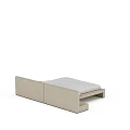 Modern Double Bed Design With Beige Headboard Light Gray Mattress And Storage Drawers