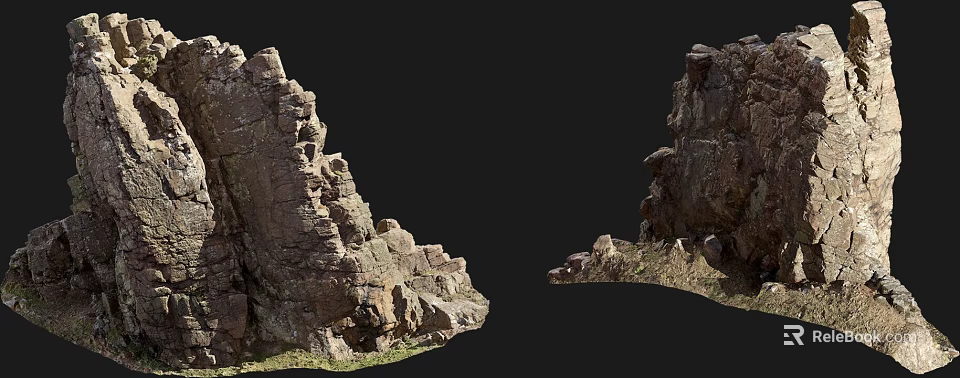 Natural Stone And Wood Elements With Rustic Texture For Outdoor Landscape Design 3d model 