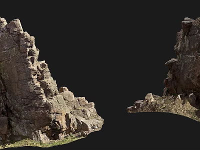 Natural Stone And Wood Elements With Rustic Texture For Outdoor Landscape Design 3d model
