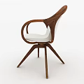 Modern Armchair With Wooden Curved Armrests And White Fabric Cushion