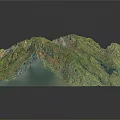 Realistic 3D Mountain Terrain Model With Detailed Texture And Green Vegetation