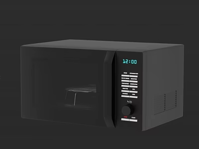 Modern Black Microwave Oven With Digital Display Control Panel And Transparent Door 3d model