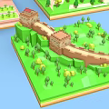 Cartoon Scene 3D World Famous Landmarks Models With Green Bases And Trees
