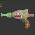 Nuka Cola Toy Gun With Cartoon Character Grip And White Metallic Body