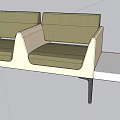 Modern Public Chair Design With Two Seats Beige Frame And Green Cushions