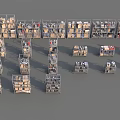 Industrial Equipment Metal Shelving Units for Warehouse Storage with Stacked Boxes and Various Items