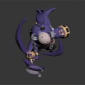Cute Cartoon Game Character In Purple Outfit Holding Crescent Item With Octopus Tentacles