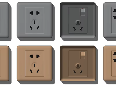 Modern Home Electrical Switch Panels With Different Colors And Socket Designs 3d model