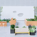 Modern Flower Bed And Planter Design With Various Shapes Green Plants And Colorful Flowers