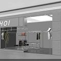 HOI Clothing Store Interior With Transparent Glass Facade Hanging Clothes And Mannequins