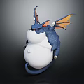 Chubby Cartoon Dragon Character 3D Model With Blue Body White Belly And Orange Wings