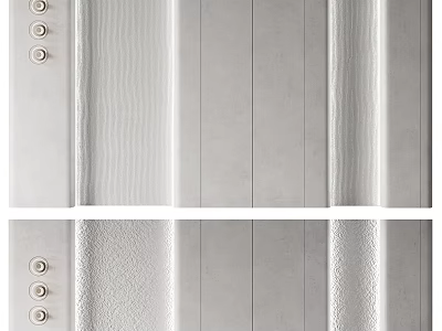 Modern Paneled Wall Design With Vertical Strips And Decorative Buttons In White Silver 3d model