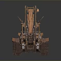 Tracked Utility Vehicle With Large Front Mechanical Arm Rustic Orange Exterior Reinforced Cabin Industrial Design