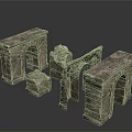 Ancient Stone Arch Structures With Medieval Construction And Stacked Stones 3d model
