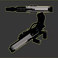 Futuristic Double Guns With White Blue Components And Ammunition