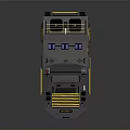 Gray Armored Vehicle With Yellow Stripes Side Ladder Top Equipment And Project Label