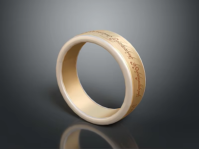 Shiny Gold Ring With Engraved Text Smooth Band Daily Life Accessory 3d model