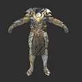 Ornate Gold And Silver Warrior Armor With Metallic Details And Decorative Design