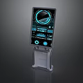 Interactive Zone Featuring Modern Touch Control Panel With Blue Digital Interface And Stand 3d model