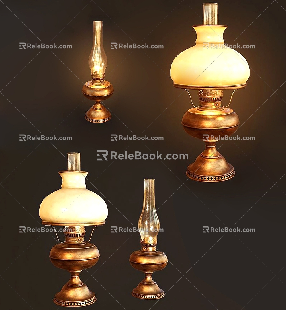 European classical oil lamp table lamp 3d model