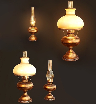 European classical oil lamp table lamp 3d model