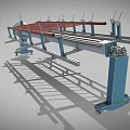 Industrial Support Equipment With Metal Frame Red Crossbars And Wheels For Material Handling
