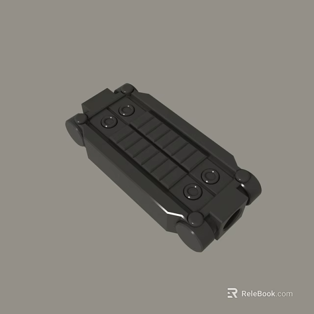 Black Mechanical Component With Bolted Design And Grooved Surface Structure 3d model 