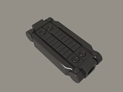 Black Mechanical Component With Bolted Design And Grooved Surface Structure 3d model