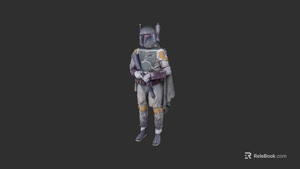 Game Movie Character in Detailed Futuristic Armor With Helmet and Cloak 3d model 