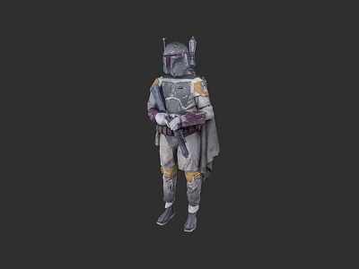 Game Movie Character in Detailed Futuristic Armor With Helmet and Cloak 3d model
