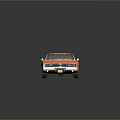 Orange Classic Car With Rebel Flag And 01 Marking 3d model
