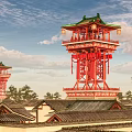 Tang Dynasty watchtower tower attic beacon tower detection tower 3d model