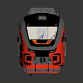 Modern Red and Gray Passenger Train With Multiple Cars Windows and Sleek Design