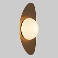 Modern Brass Wall Lamp With Round White Shade And Sleek Design On Gray Wall