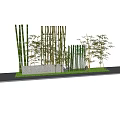 Lush Bamboo Plants and Decorative Fence in Garden with Stones and Grass