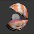 Colorful Clam With Open Pink And Orange Shell Holding White Pearl