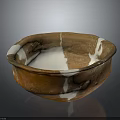 Unique Rustic Handcrafted Clay Bowl With Brown White Texture As Decorative Household Item