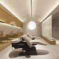Modern Hair Salon Interior With Styling Chairs Mirrors Wooden Cabinets And Green Plants