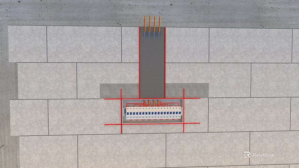 Construction Site Structural Work With Reinforcement Bars In Wall Installation Details 3d model
