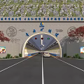 Road Infrastructure Featuring Traffic Tunnel Entrance With Safety Management And Vehicle Access